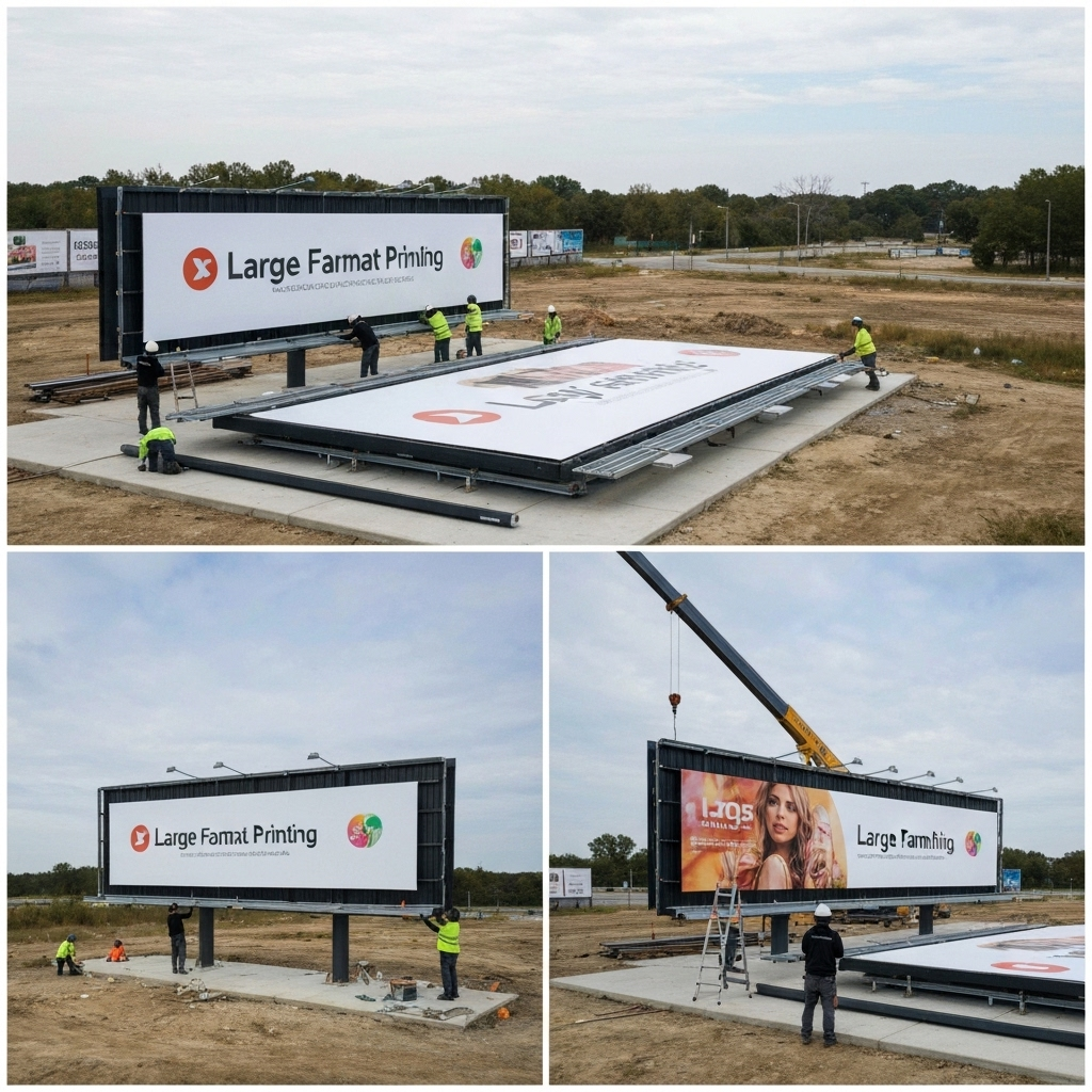 Druk wielkoformatowy - instalacja billboardu zewnętrznego